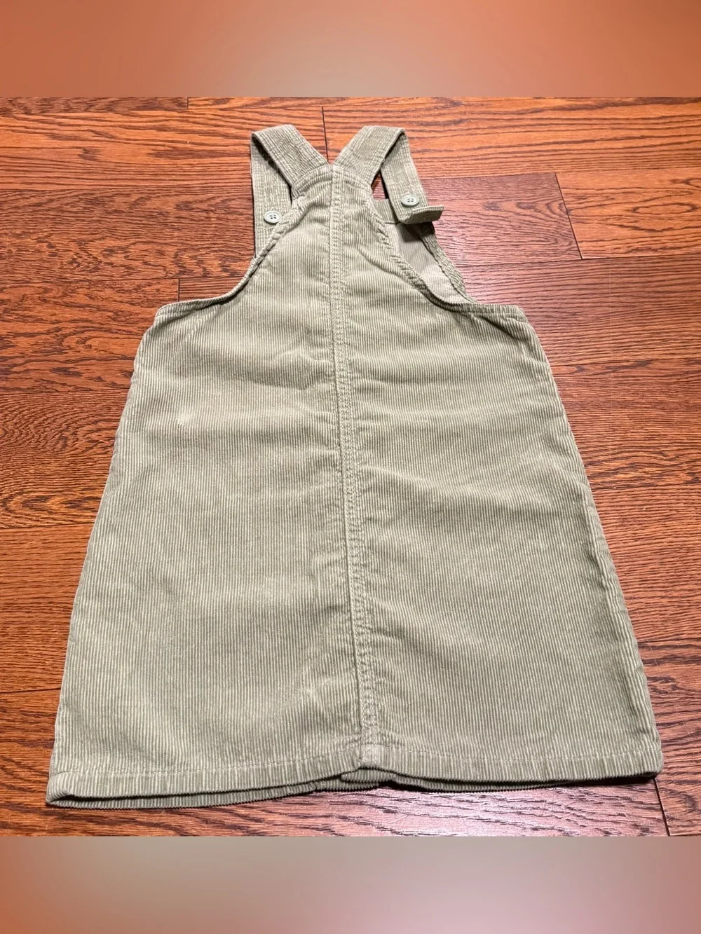 The Children’s Place Girls Matcha Green Corduroy Button-Up Overall Dress Size 8